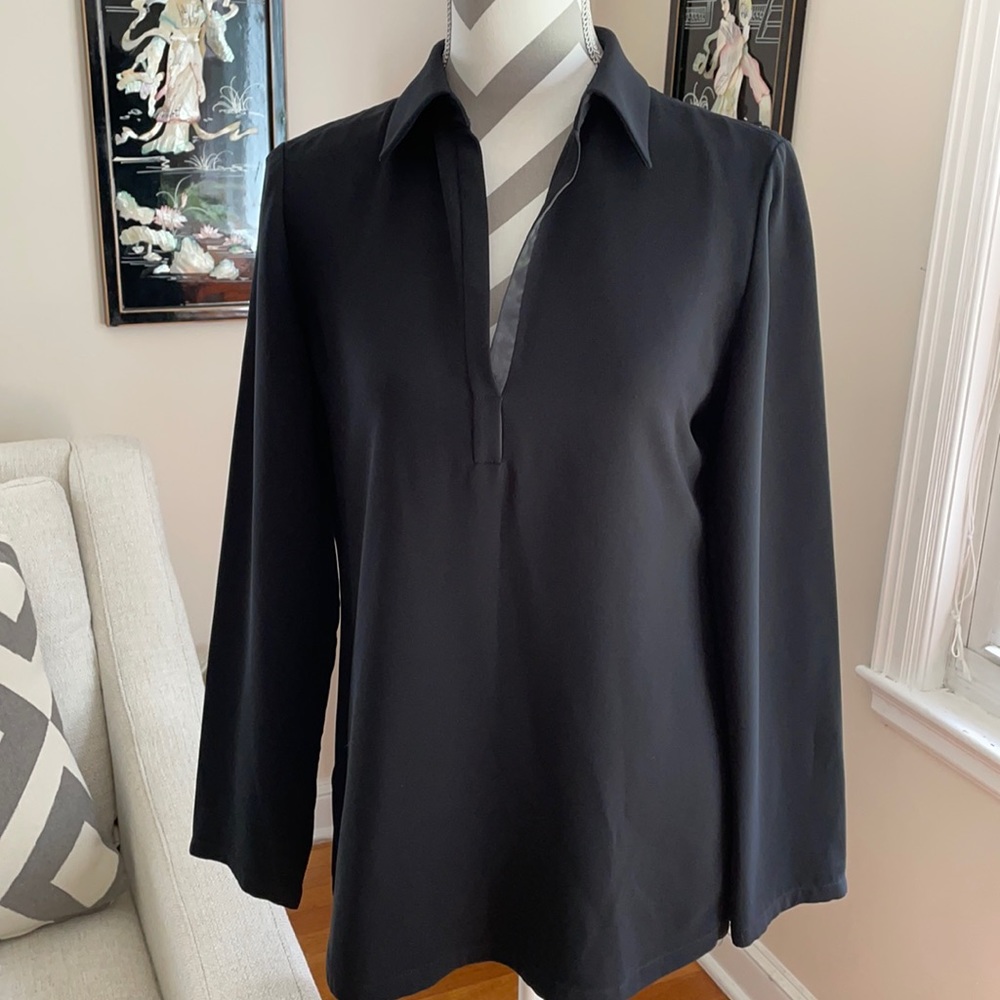 🎉 Black Studio g Collared V Neck Top